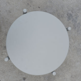 Round Outdoor Coffee Table With Shelf For Garden - Gray