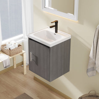 Floating Bathroom Vanity Combo, Wall Mounted Cabinet With Sink & Soft Close Doors For Small Bathrooms