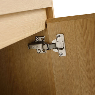 28" Wall Mounted Bathroom Vanity With Stainless Steel Sink, Soft Close Doors - Oak
