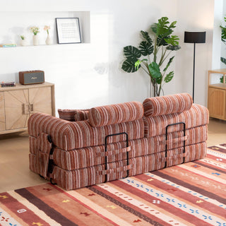 Convertible Sleeper Sofa Bed With High Density Compressed Sponge For Living Room - Red Striped