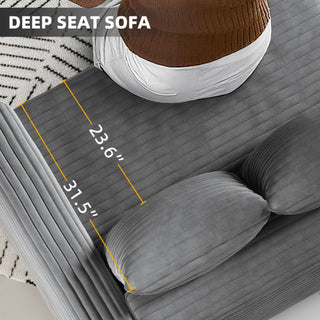 Deep Seat Convertible Sofa With Soft Pillows And Ottomans