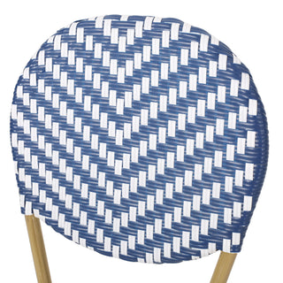 Outdoor Rattan And Aluminum French Armless Bistro Chairs Set - Navy Blue