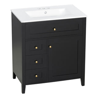 Bathroom Vanity With Sink, 3 Drawers And Adjustable Shelf, Freestanding Storage Unit