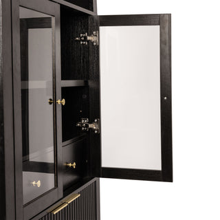 Fluted Tall Arched Pantry Cabinet With Adjustable Shelves