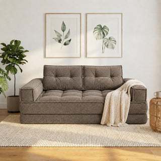 2 Seater Modular Corduroy Sofa With Chaise Lounge For Living Room
