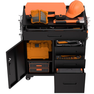 Rolling Tool Cabinet Heavy Duty Garage Storage With Lockable Doors & Drawers