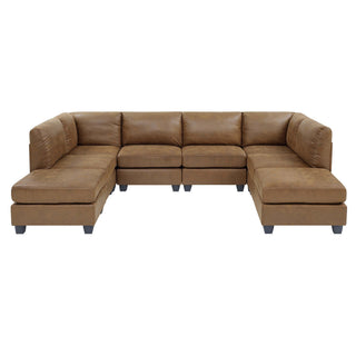 Modular Sectional, Customizable Layout, Removable Cushions - Brown