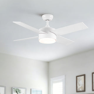 Ceiling Fan With Remote Control, Reversible DC Motor, 6 Speeds, 3 Dimmable LED, Quiet Timer For Indoor - White