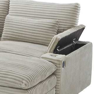 Convertible Loveseat Sofa With Storage, USB Ports, Cup Holders