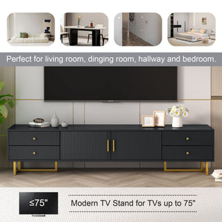 TV Media Console Table, TV Stand With Storage For Living Room - Black