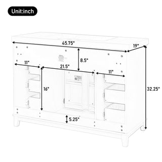 Bathroom Vanity & Sink, 6 Soft Close Drawers & Double Doors - White