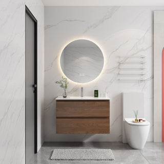 Wall Mounted Bathroom Vanity & Sink, 2 Soft Close Drawers