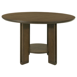 Crispin - Round Dining Table With Shelf - Brown