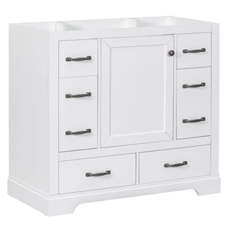 Modern Bathroom Vanity Base Only, 6 Drawer Storage With Adjustable Shelf