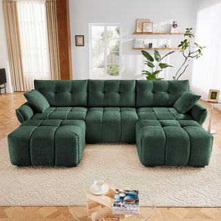 Sofa Set With Ottoman And Pillows, Textured, High Resilience Cushions