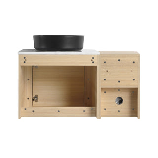 Mounted Bathroom Vanity With Art Sink, Storage Shelves, Soft Close Door