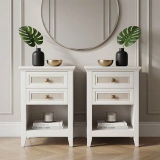 Nightstands With 2 Drawers, Bedside Tables For Small Spaces (Set of 2) - White
