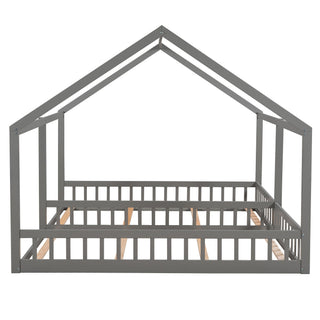 House Platform Beds, 2 Shared Beds, Metal Frame With Guardrails