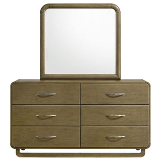 Bernardo - 6 Drawer Dresser And Mirror With Rounded Corners - Nutmeg Brown
