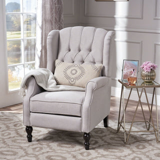 Armchair Recliner With Pushback Mechanism And Wingback Design