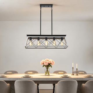 Chandelier Pendant Light For Dining Room Kitchen, 5 Light Fixture With Adjustable Height