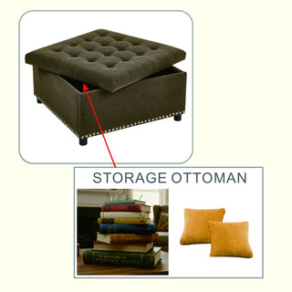 Square Tufted Storage Ottoman With Nailhead Trim