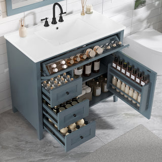 Bathroom Vanity With Sink, 3 Drawers & Cabinet With Adjustable Shelves