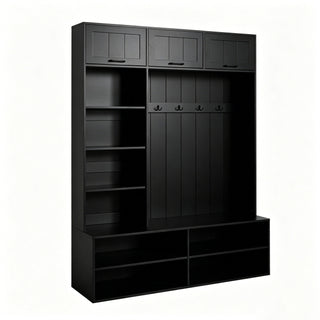 Farmhouse Hall Tree & Bench And Shoe Storage
