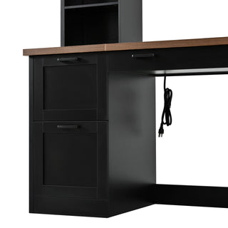 Farmhouse Computer Desk With Hutch