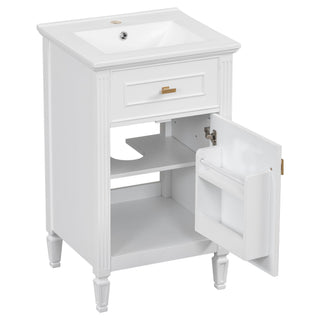 Bathroom Vanity With Sink, Adjustable Shelf, Tilt-Out Drawer