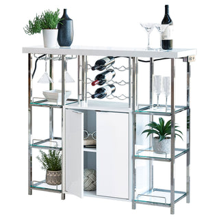 Parsley - 2 Door Bar Cabinet With Built In Charging Ports - Glossy White
