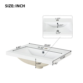 Modern Bathroom Vanity With Sink, Adjustable 2 Tier Shelf