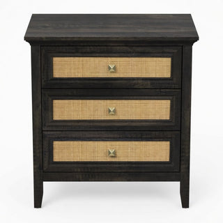 Nightstand With 3 Drawers, Tall End Table - Brown