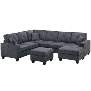 5 Piece Sectional Set With USB Port And Ottoman