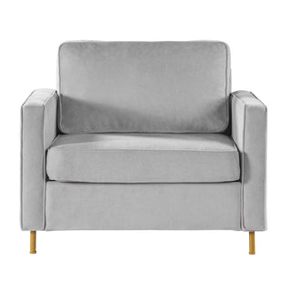 Accent Chair Upholstered Single Sofa With Square Arms, Sewn Pillow Back For Living Room