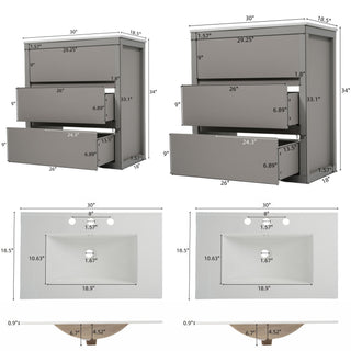 Double Sinks Bathroom Vanity Set With 2 Ceramic Basins