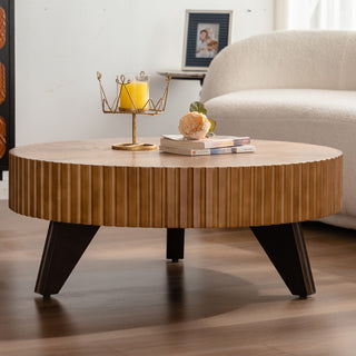 Round Retro Coffee With Solid Wood Legs