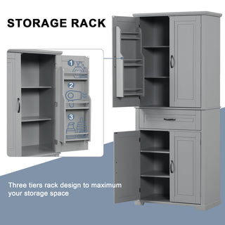 Bathroom Storage Cabinet With Doors And Drawer, Adjustable Shelf