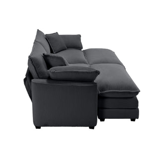 Modular Oversized Cushion Sofa With Ottoman, Low Back, Deep Seating Sofa Set