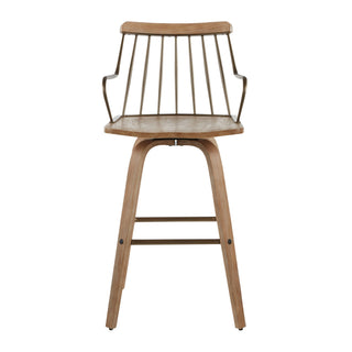 Preston - Farmhouse Counter Stool - White Washed / Antique Copper
