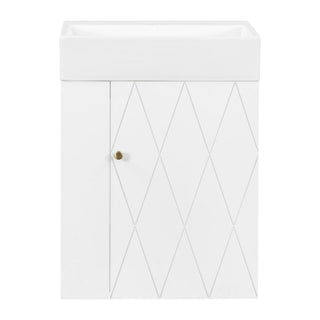 Modern Bathroom Vanity With Sink, Diamond Pattern Doors