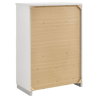 August - 6 Piece Queen Panel Bedroom Set With LED Lighting - White