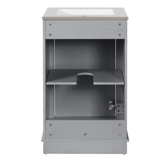 Bathroom Vanity With Sink, Freestanding Single Cabinet Set, Soft Close Door, Adjustable Shelf