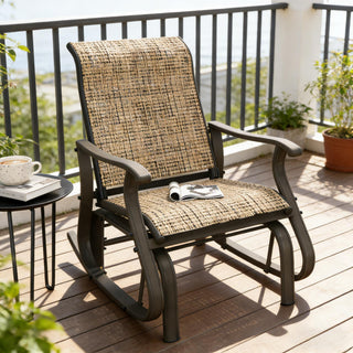 Outdoor Glider Swing Chair With Smooth Motion - Brown / Brown Mix