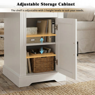 Office Desk With Storage Cabinet, Charging Station, Monitor Stand & Pegboard