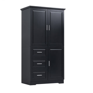 Tall And Wide Storage Cabinet With Doors, 3 Drawers