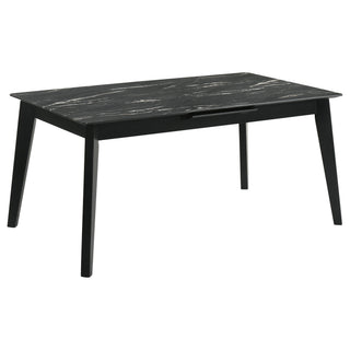 Bellingham - Dining Table With Self Storing Extension Leaf - Black Marble-Look Sintered Stone