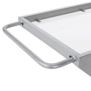 Modern Z Shaped Bar Cart With Tempered Glass Shelves - Silver