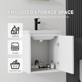 20" Floating Bathroom Vanity Combo With Wall Cabinet, Ceramic Sink & Soft Close Doors - White