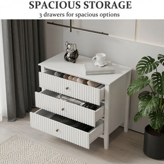 3 Drawer Nightstand, Wide With Soft Close Slides - White